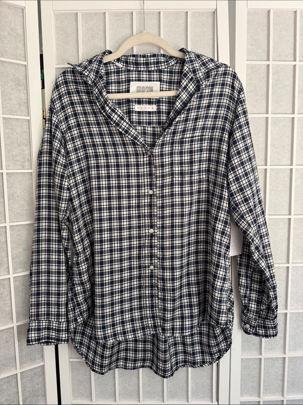 Grayson Women’s The Hero Plaid Button Down Shirt Size M NWT